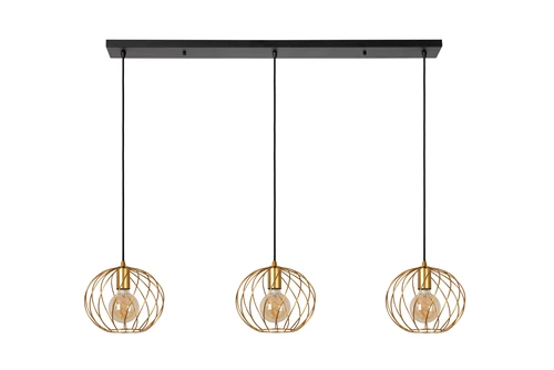 Lucide DANZA - Suspension - 3xE27 - Or Mat / Laiton - éteint